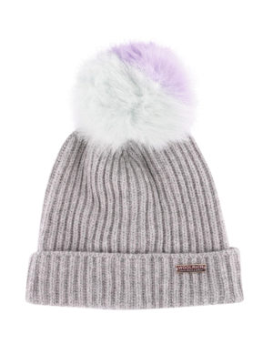 WOOLRICH: berretti - Berretto misto lana con pompon in pelliccia