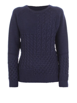 WOOLRICH: Strickpullover mit Rundhalsausschnitt - Rundhalspullover - Blau