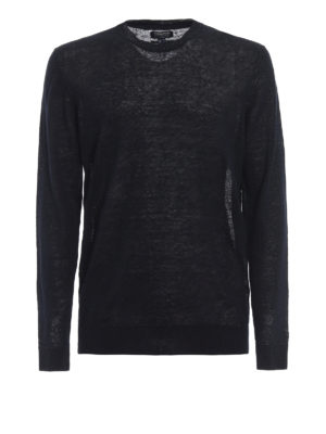 WOOLRICH: maglia collo rotondo - Girocollo in puro lino blu