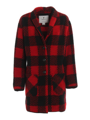 WOOLRICH: knee length coats - Gentry tartan wool blend coat