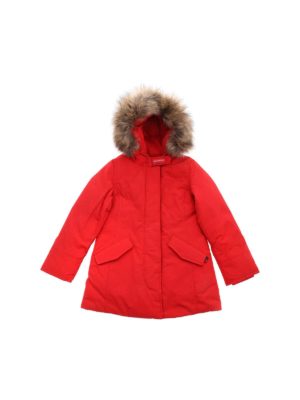 WOOLRICH: padded coats - Artic Parka down jacket in red