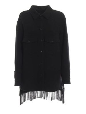 WOOLRICH: shirts - Alaskan fringed black wool shirt