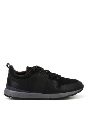 WOOLRICH: sneakers - Sneaker in tessuto tecnico e pelle nera