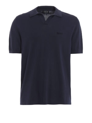 WOOLRICH: maglia a collo alto e polo - Polo in maglia di cotone blu