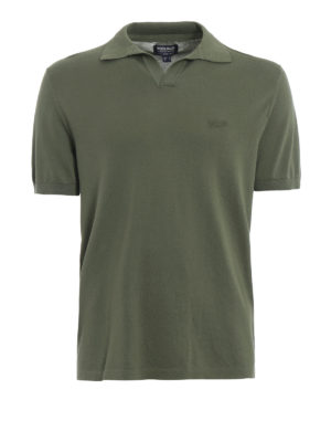 WOOLRICH: maglia a collo alto e polo - Polo in maglia di cotone verde