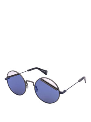 YOHJI YAMAMOTO: sunglasses - YY7029 round sunglasses with light blue lens