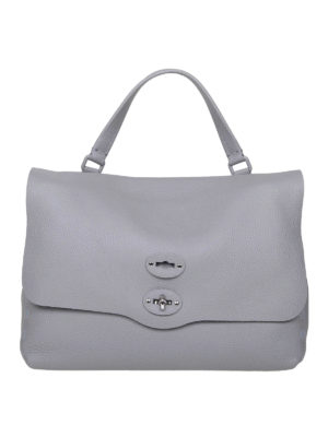ZANELLATO: shopper - Postina M Pura in pelle grigia