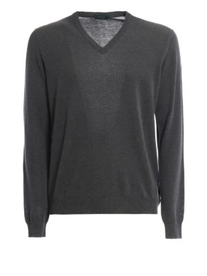 ZANONE: maglia collo a v - Pull in cotone grigio
