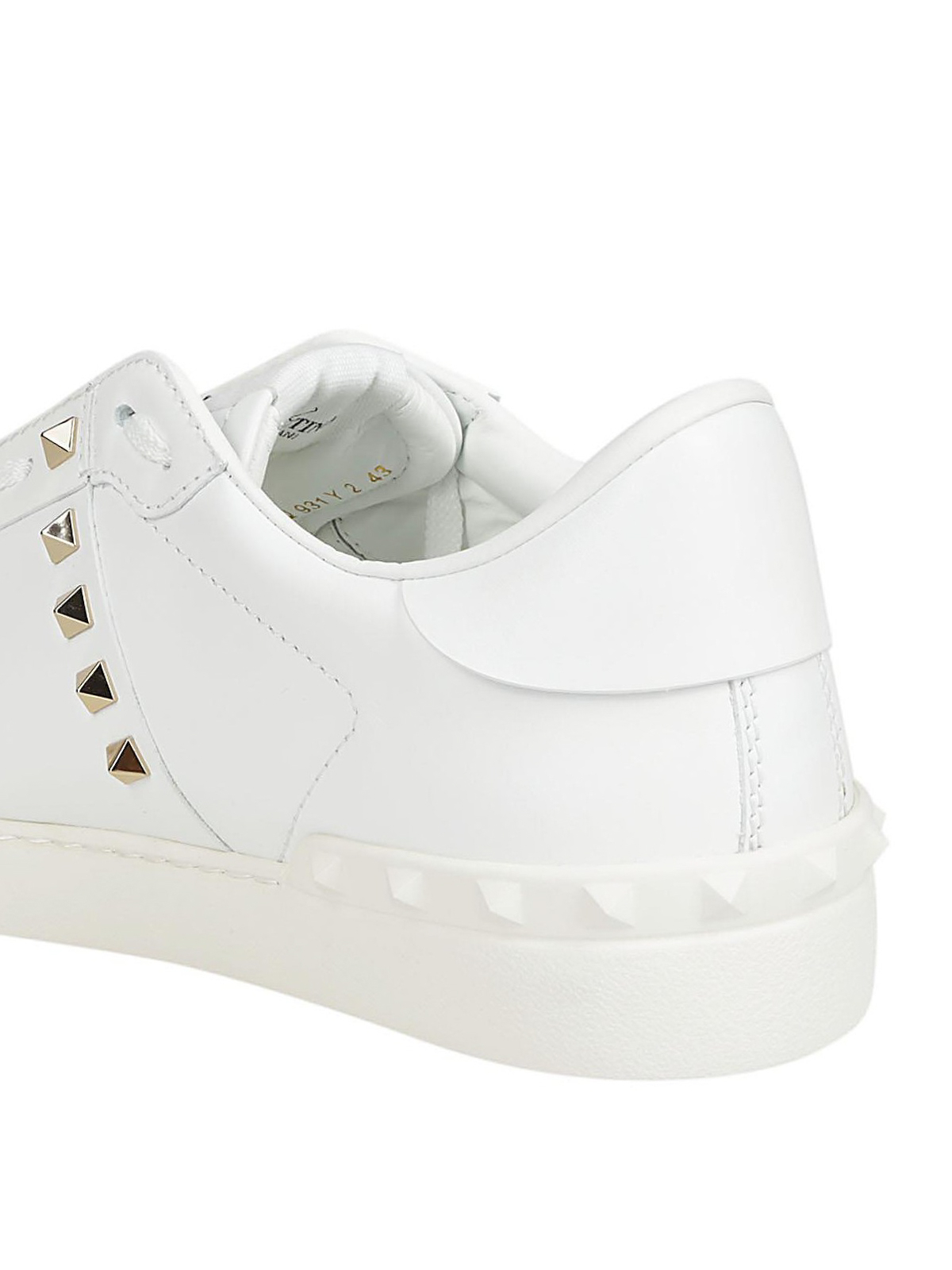 Valentino Garavani - White Leather Rockstud Sneakers | SHOPenauer