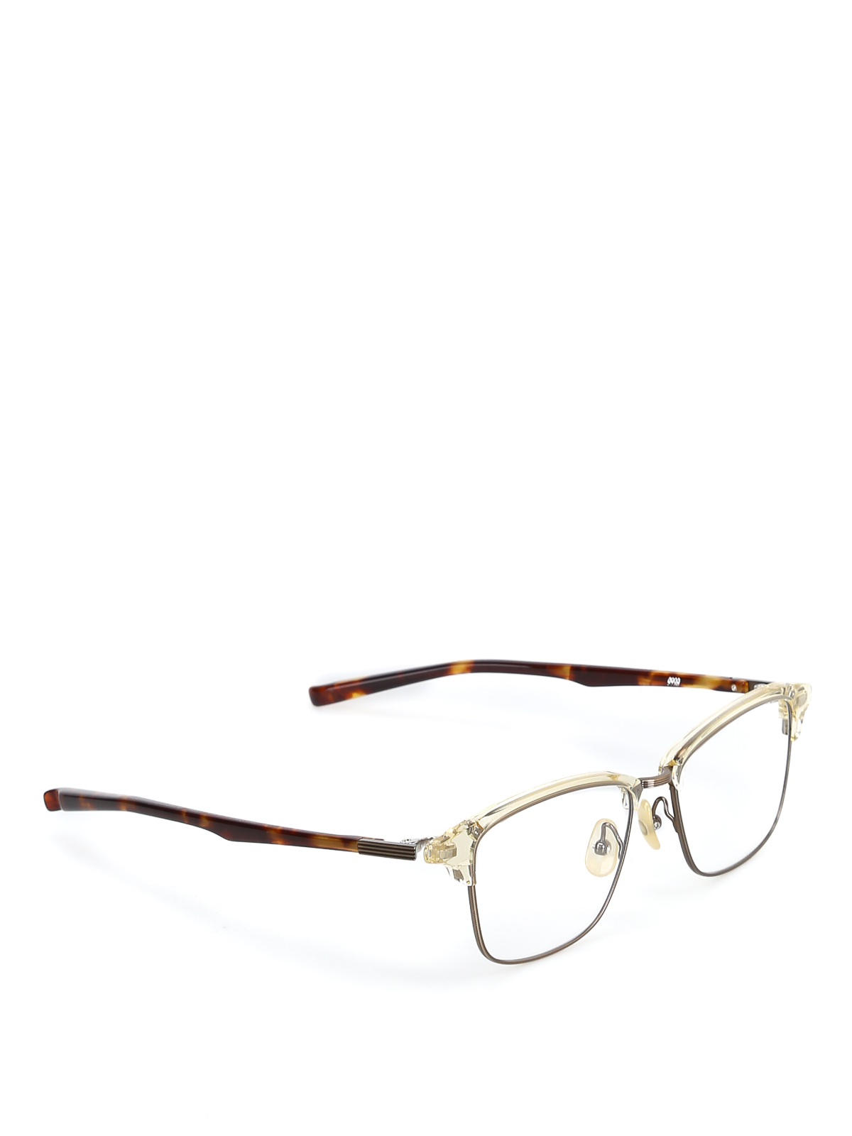 Glasses 999.9 four nines Metal half frame tortoise eyeglasses M46203