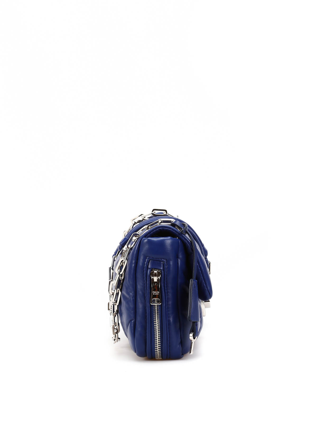 Blue leather Bomber effect shoulder bag by Prada - shoulder bags ...