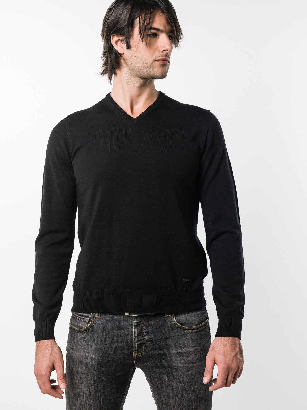 V necks Armani Collezioni - Black V neck sweater - PCM19MPC01M999