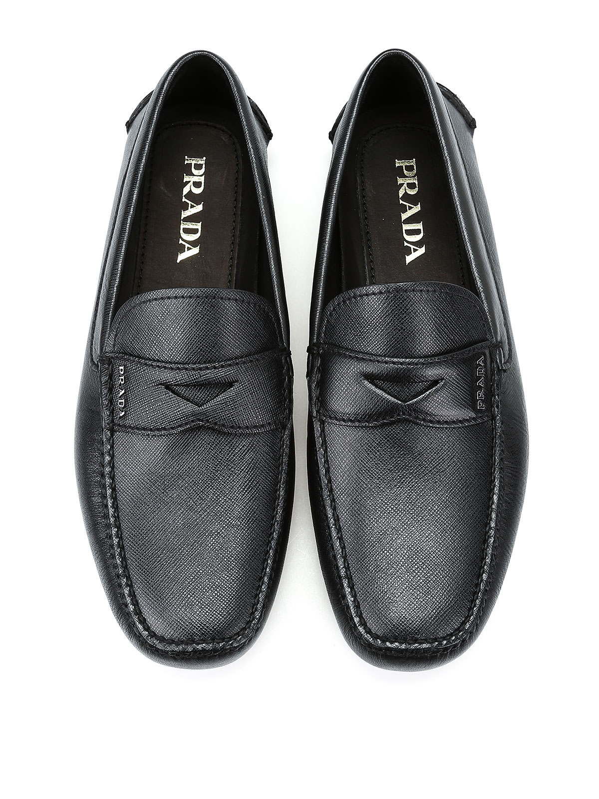 prada leather loafers