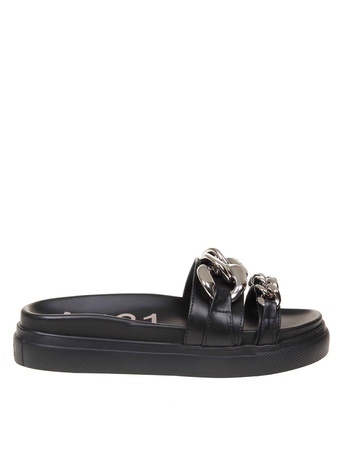 N°21 CHAINED SLIDES IN BLACK