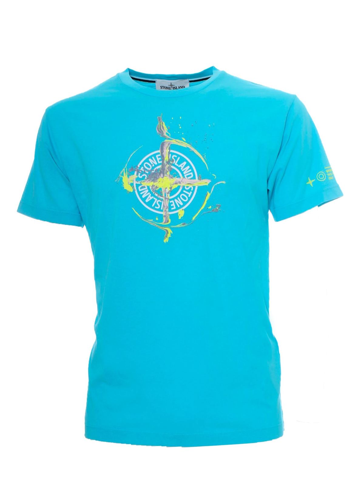 STONE ISLAND FRONT BRANDED T-SHIRT IN TURQUOISE
