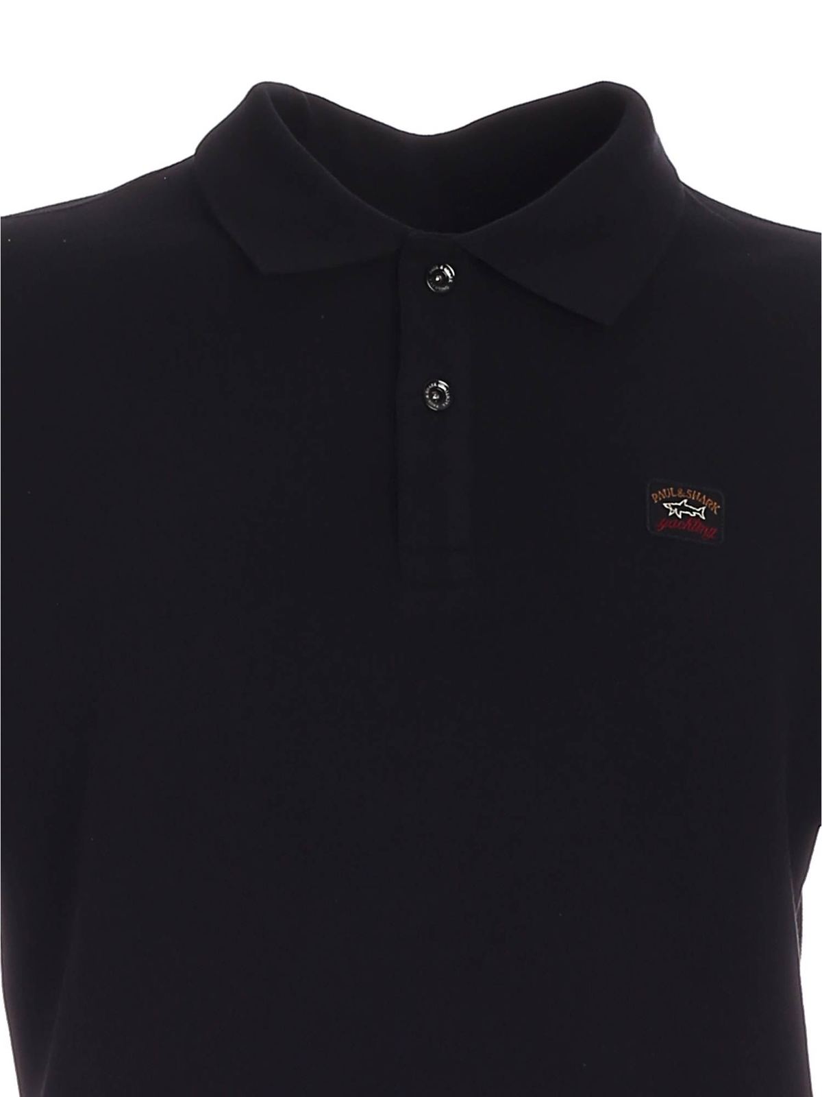 lade houding Promotie Polo shirts Paul & Shark - Logo detail polo shirt in black - C0P1070011