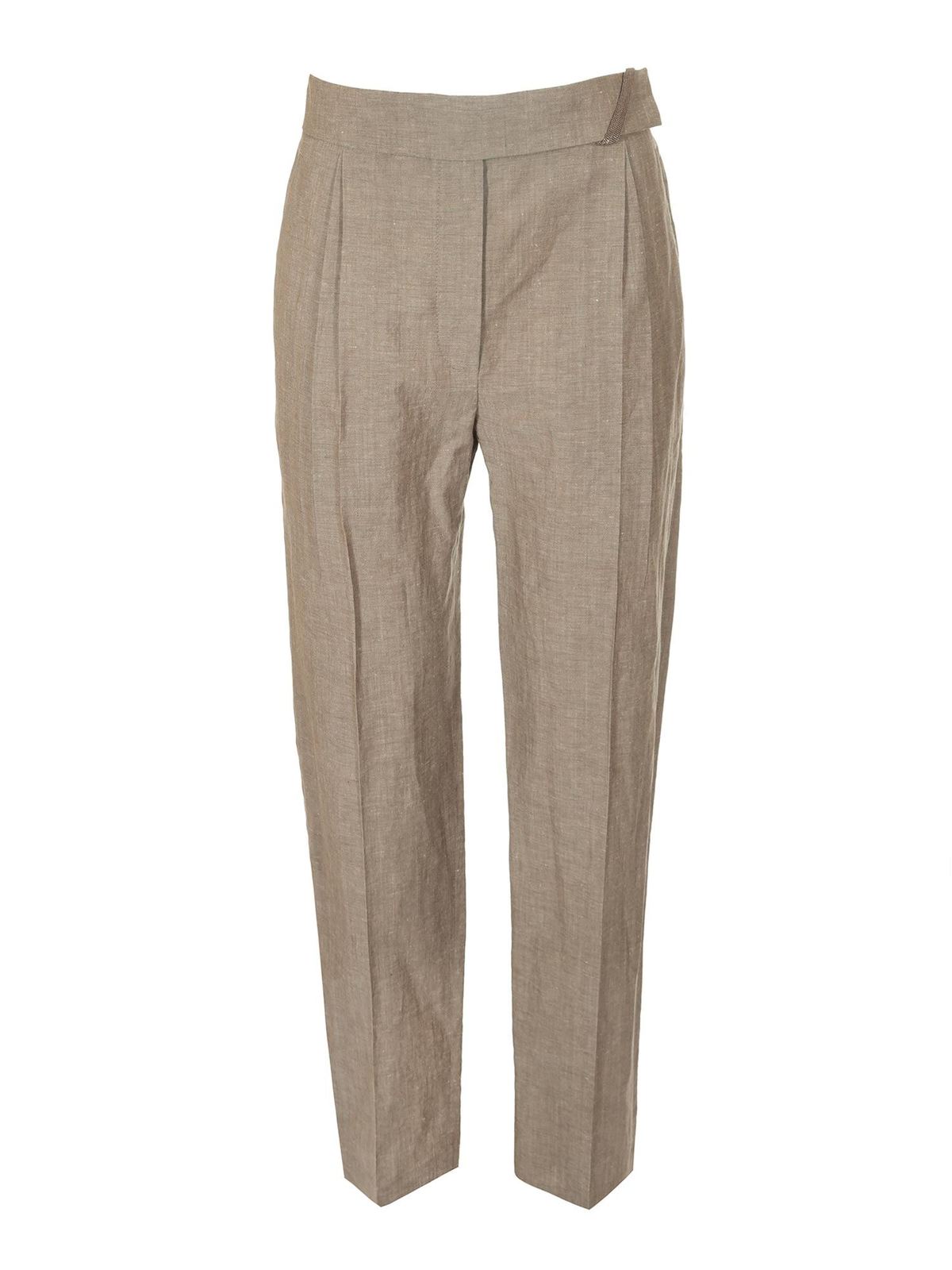 Brunello Cucinelli High-rise Straight Leg Pants In Brown | ModeSens