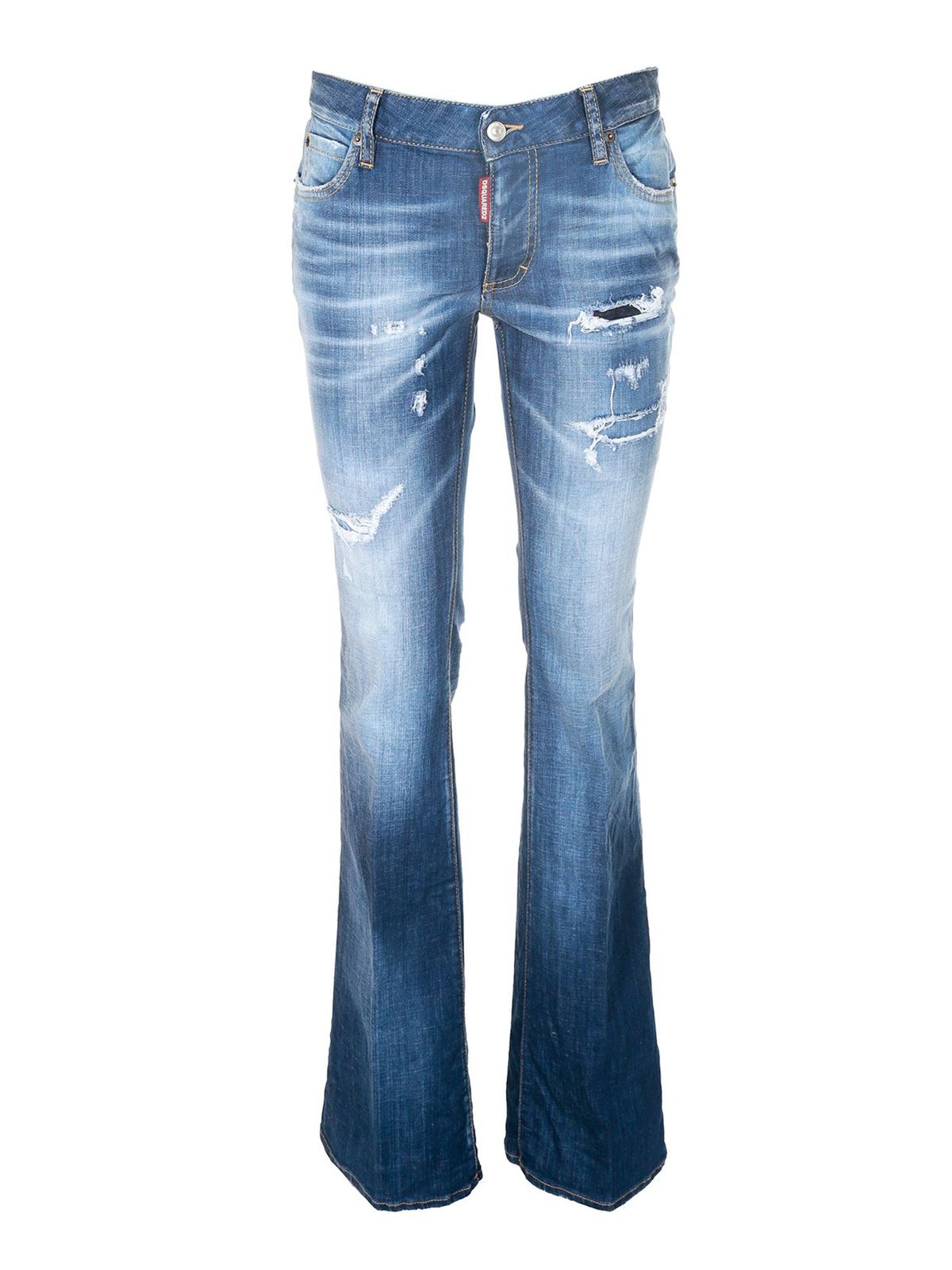 Dsquared2 MEDIUM WAIST FLARE JEANS IN BLUE