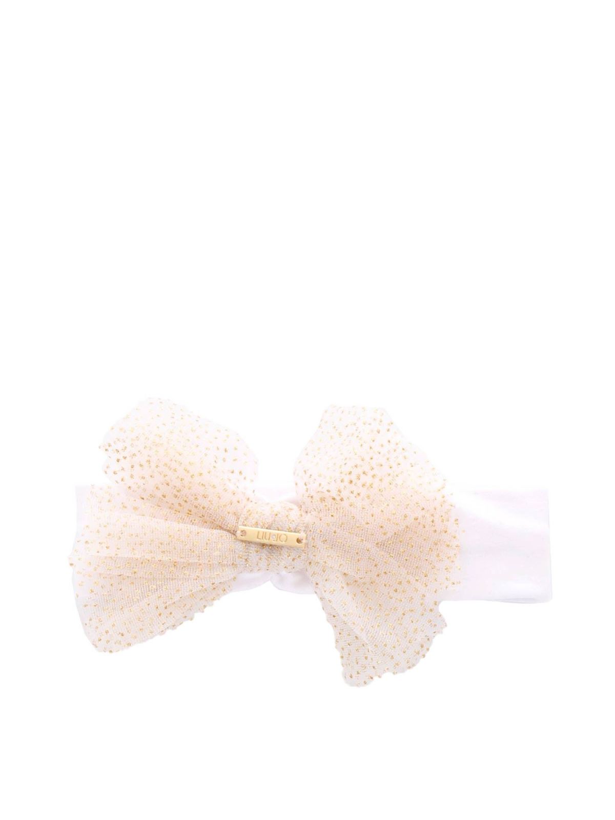 Liu •jo Kids' Newborn Bow Headband In White And Gold