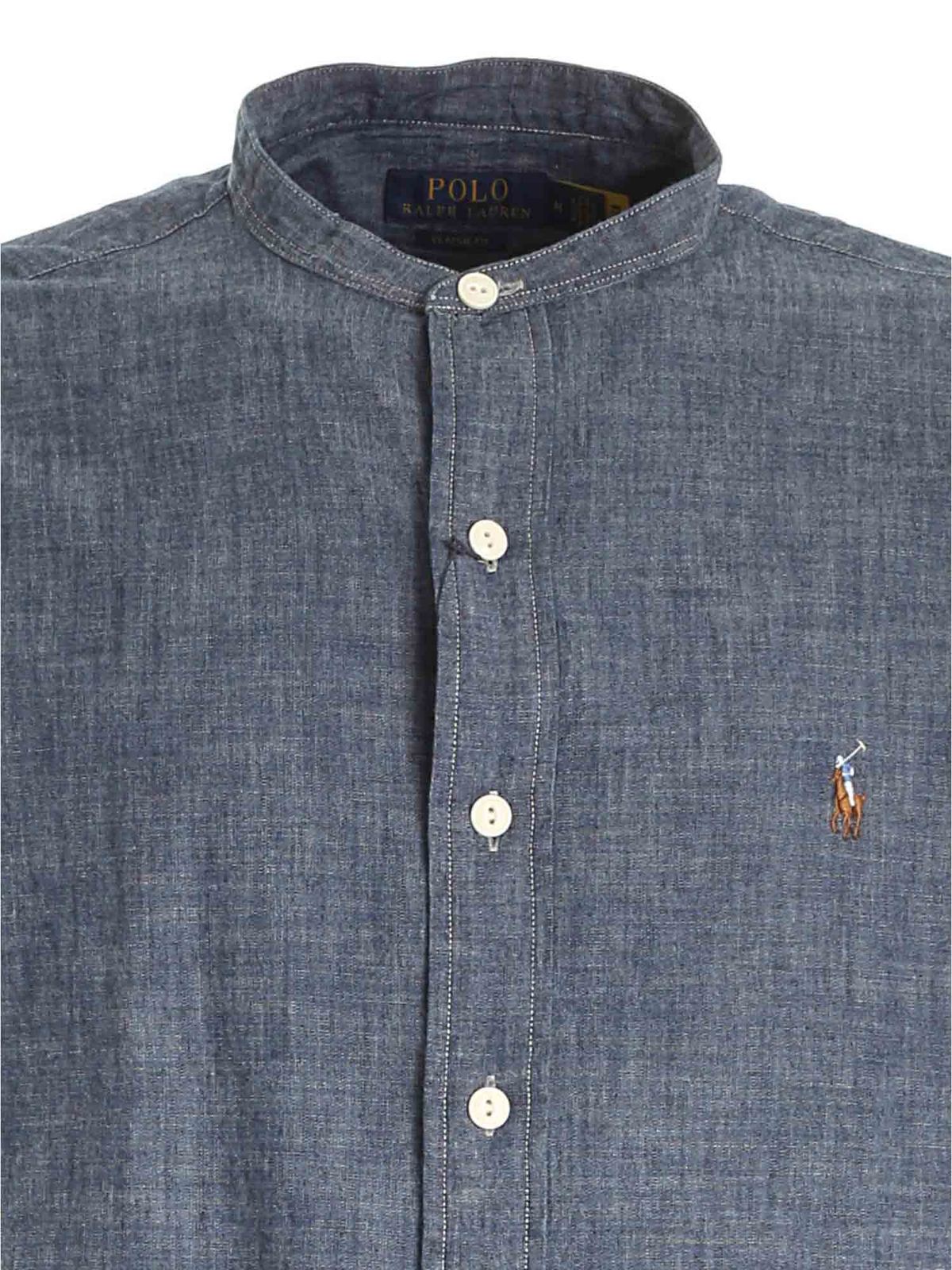 Shirts Polo Ralph Lauren - Mandarin collar shirt in blue - 710836151001