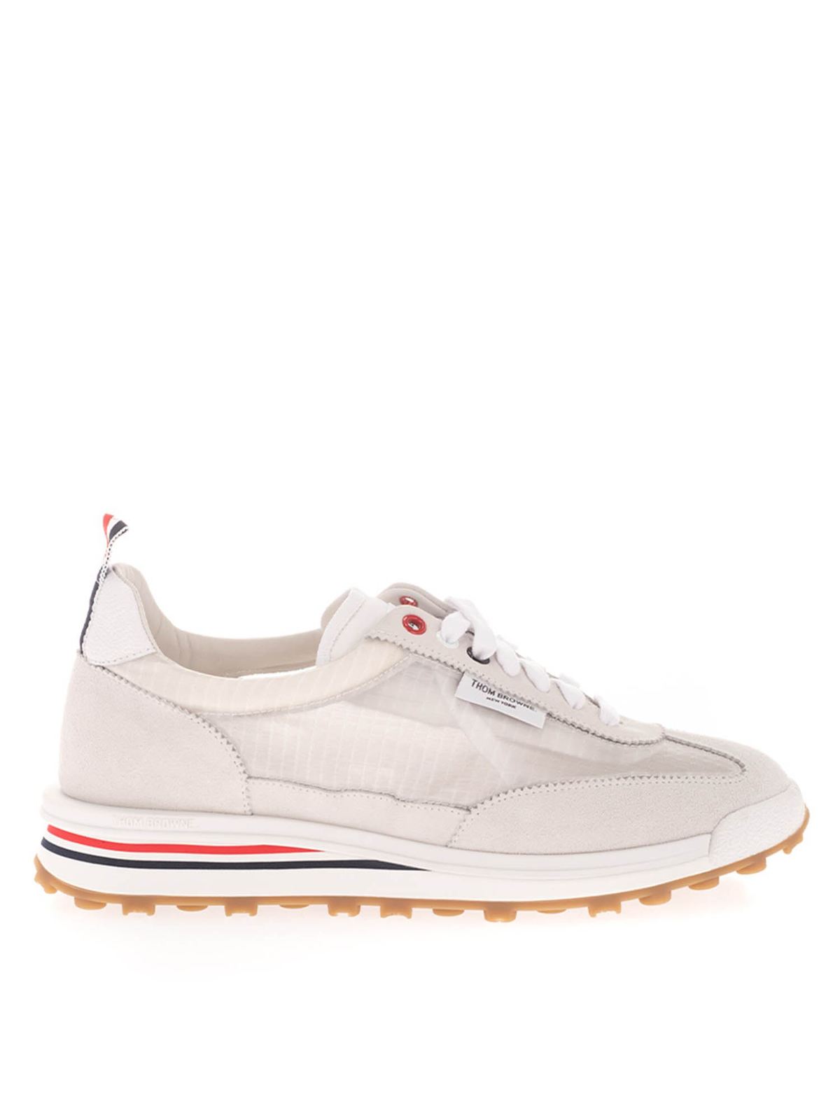 Thom Browne Suedes FABRIC AND SUEDE SNEAKERS IN WHITE