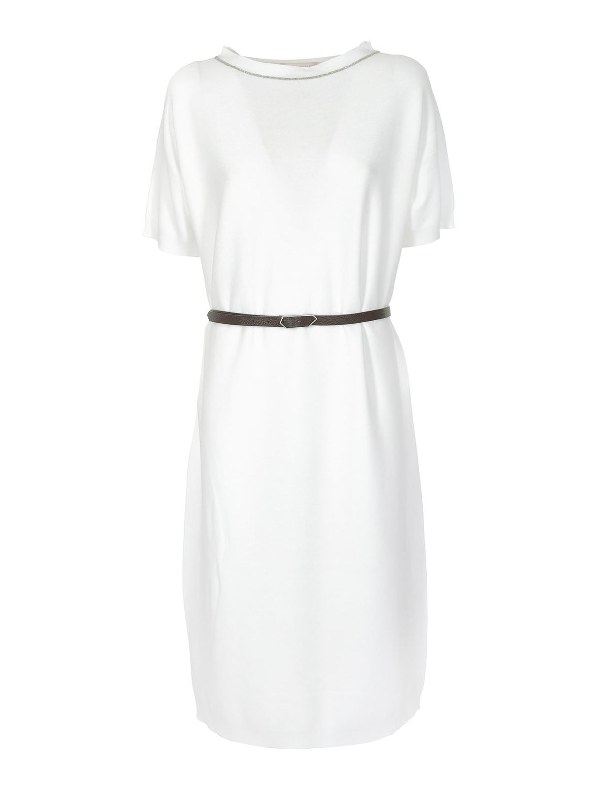 FABIANA FILIPPI BELTED DRESS IN WHITE