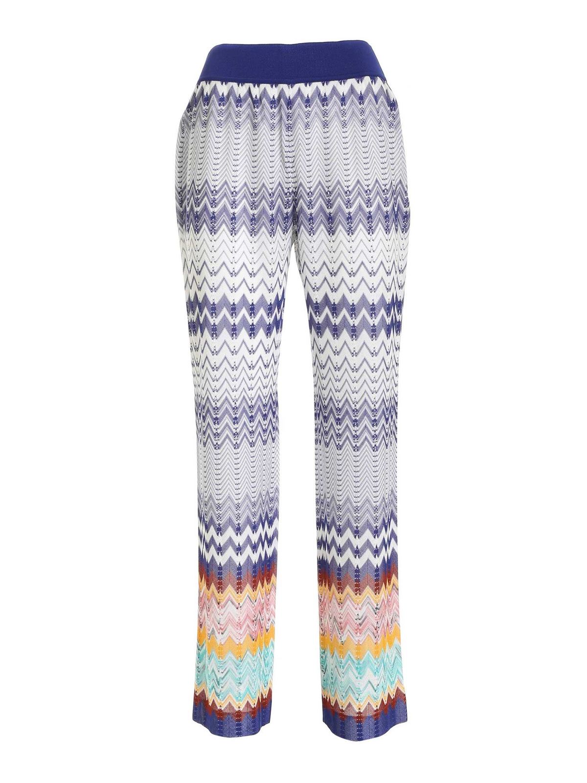 Missoni KNITTED PANTS IN SHADES OF BLUE AND WHITE