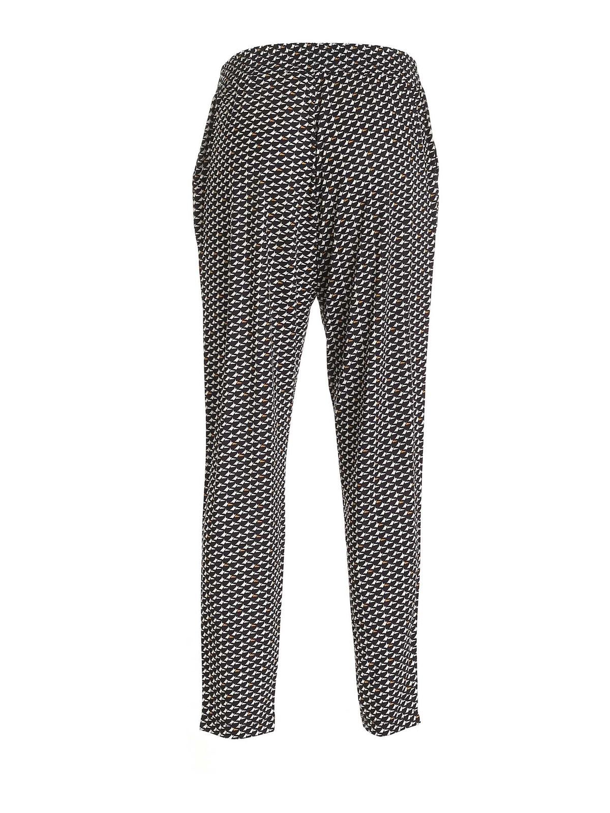 Casual Trousers Seventy Printed Pants In Black And Cream Color 