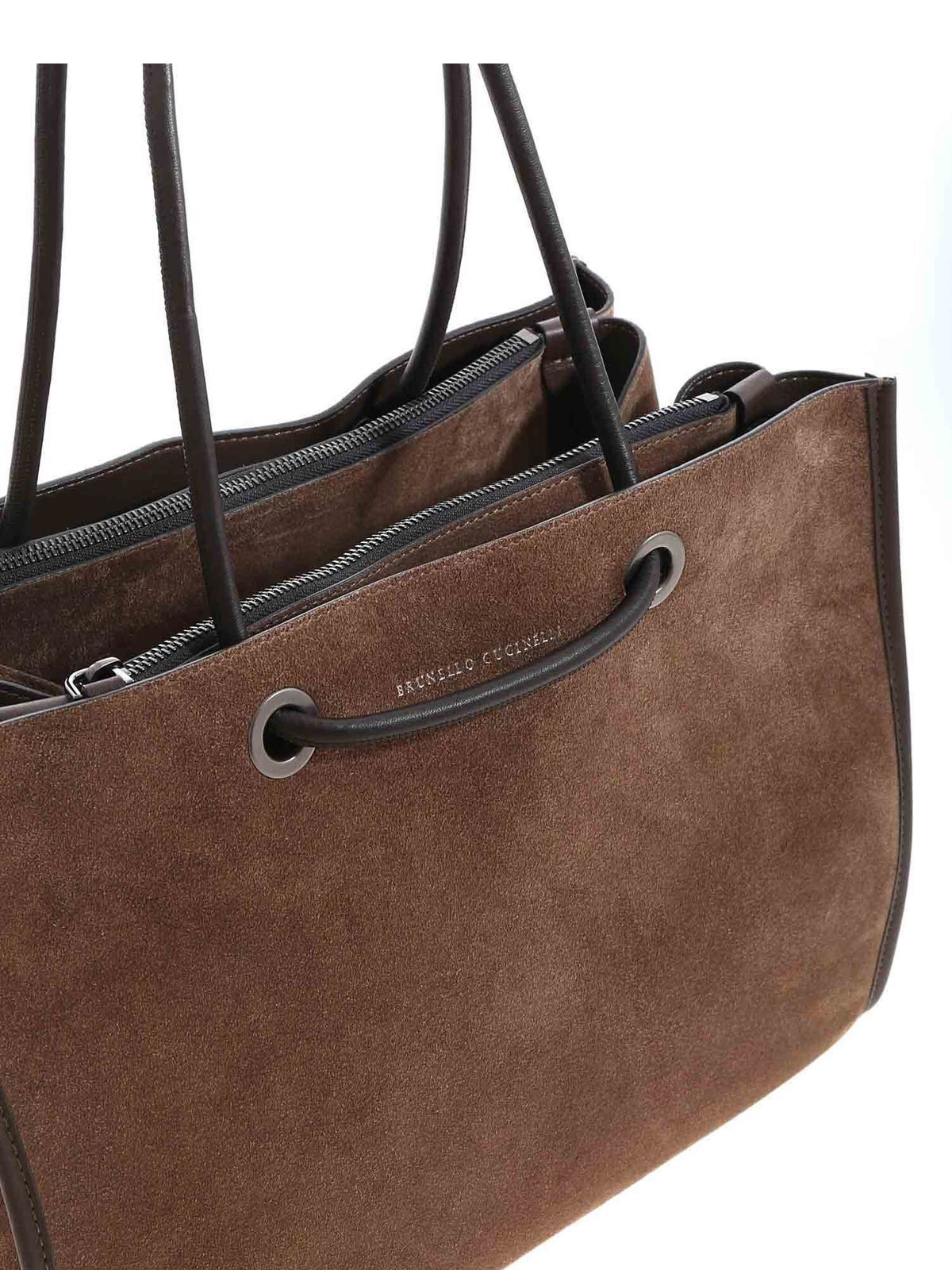 Shoulder bags Brunello Cucinelli - Suede shoulder bag in brown 