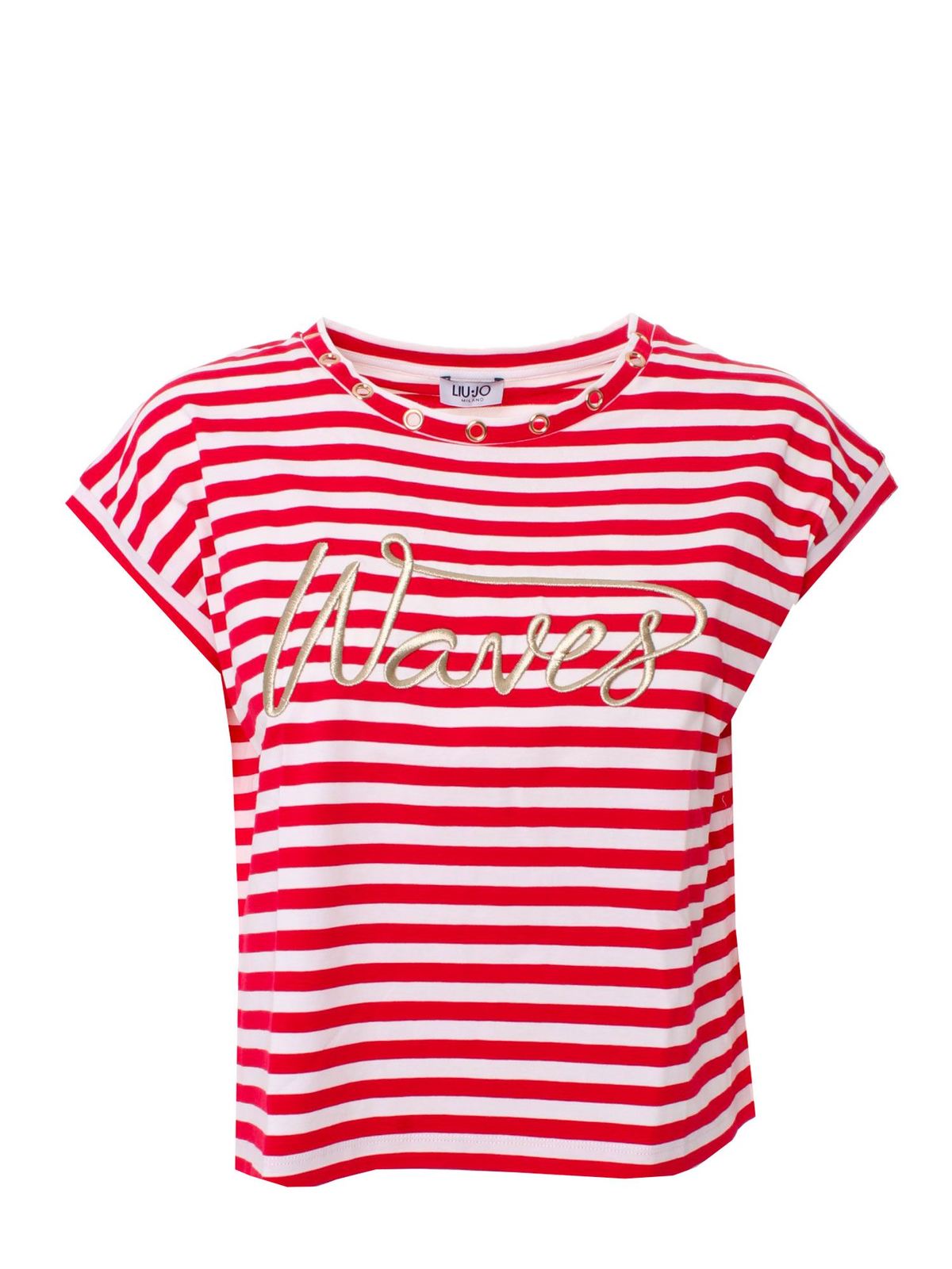 Liu •jo Cottons WAVES STRIPED T-SHIRT IN RED AND WHITE