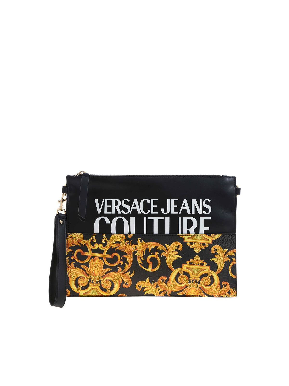 Clutches Versace Jeans Couture Baroque print clutch bag in black