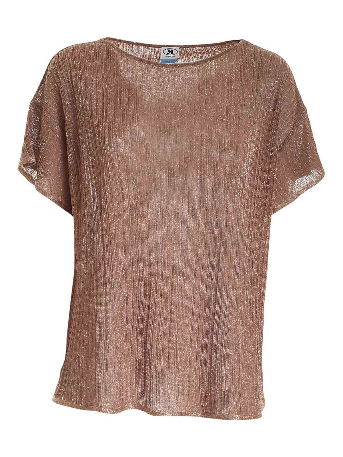 Missoni LAME OVERSIZE FIT SWEATER IN BROWN