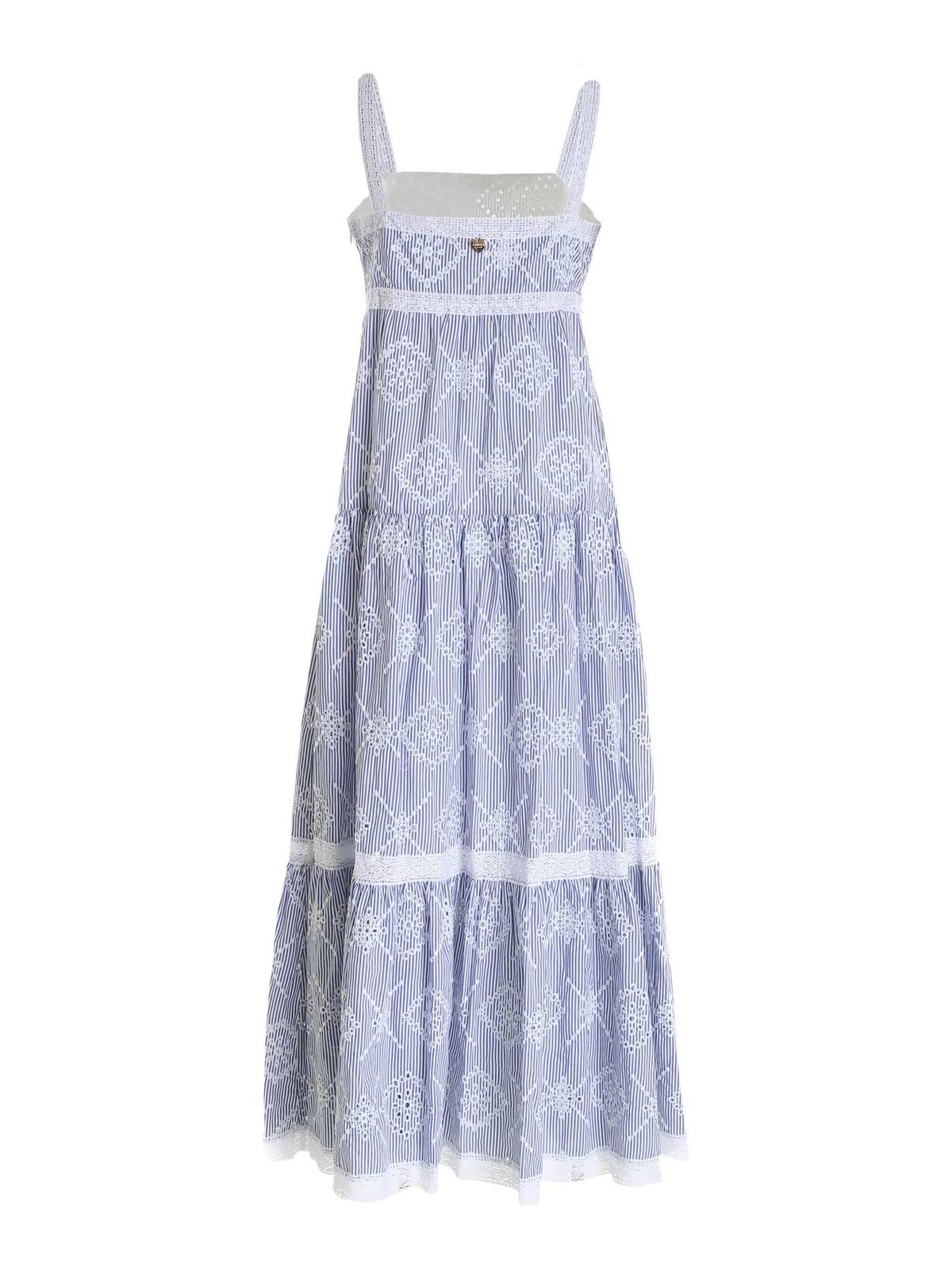 Maxi dresses Twinset - Striped long dress in blue e white - 211TT241106114