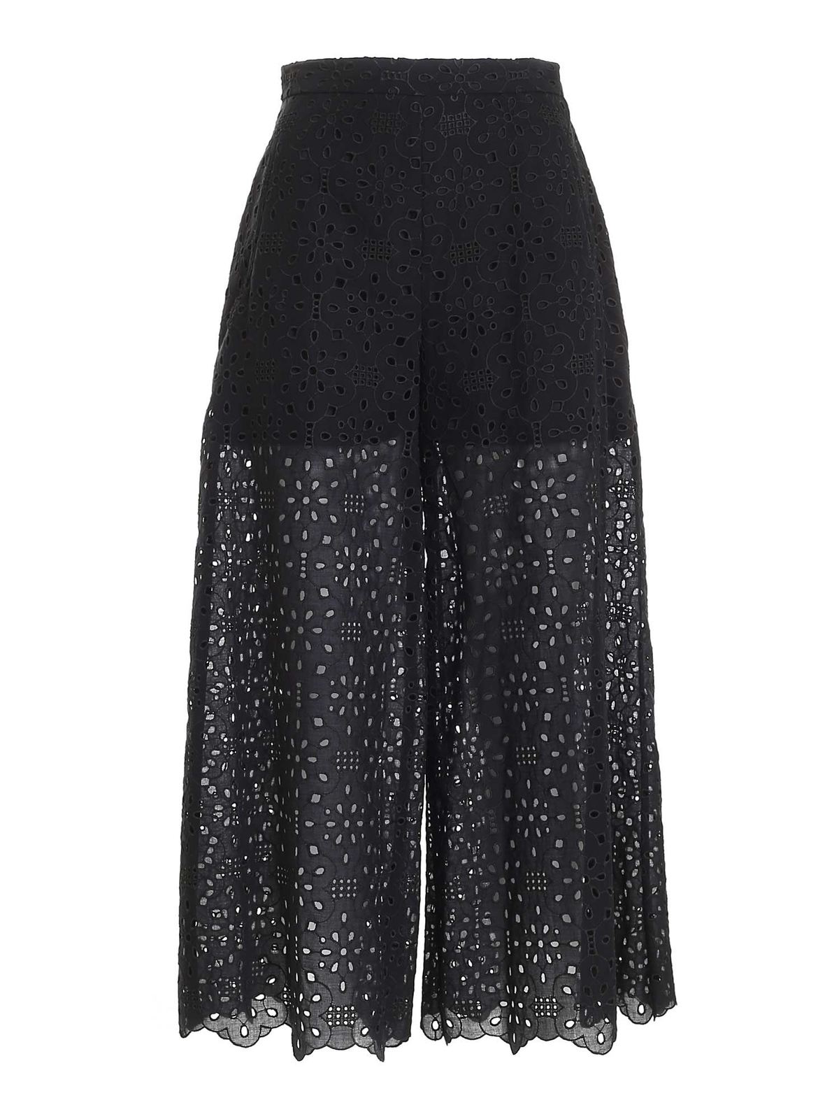 VIVETTA LACE DRILLED PANTS IN BLACK