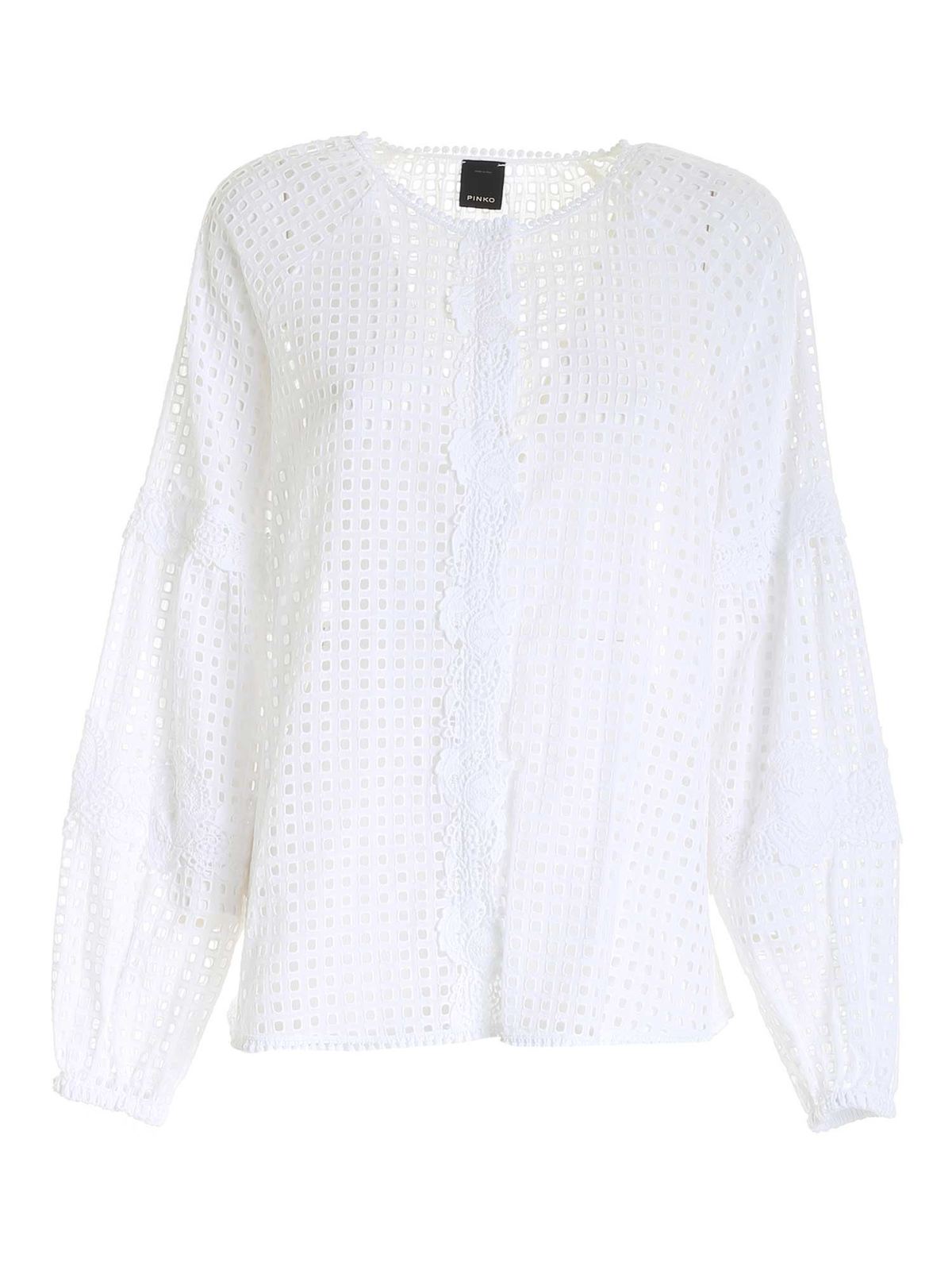 Pinko PERFORATED SURRENDER SHIRT IN WHITE