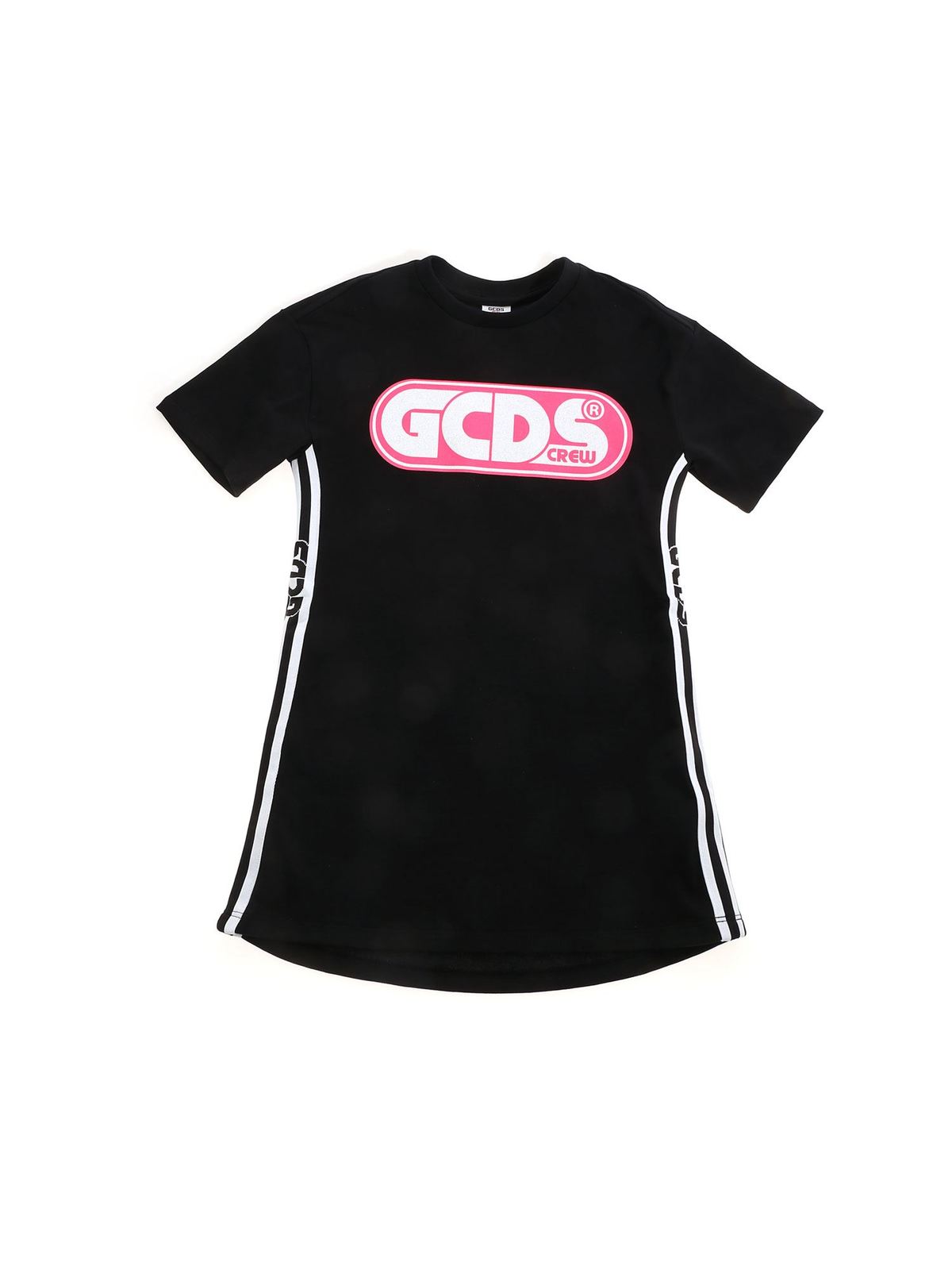 GCDS DRESS T-SHIRT IN BLACK AND FUCHSIA