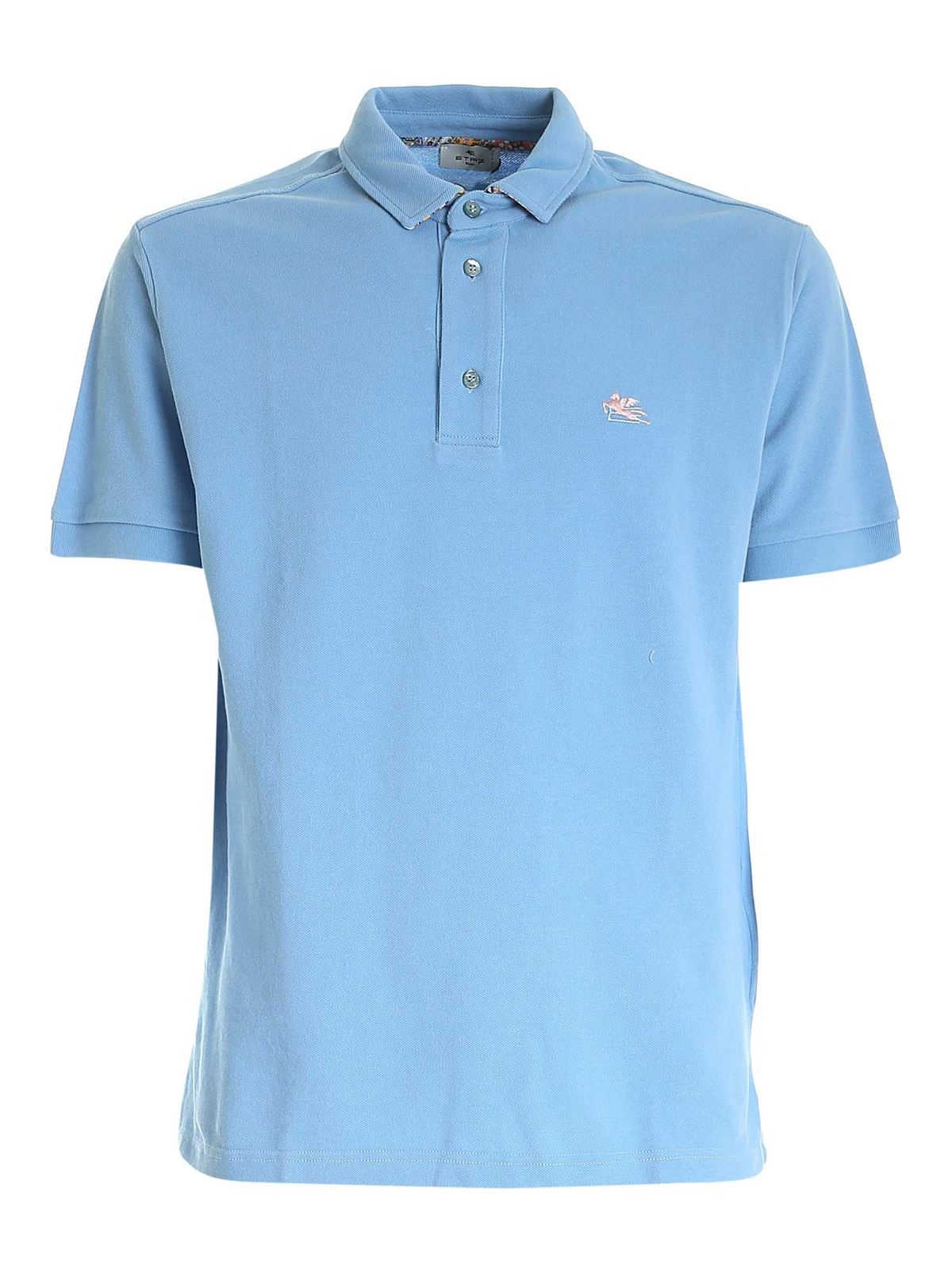 Etro LOGO EMBROIDERY POLO SHIRT IN LIGHT BLUE