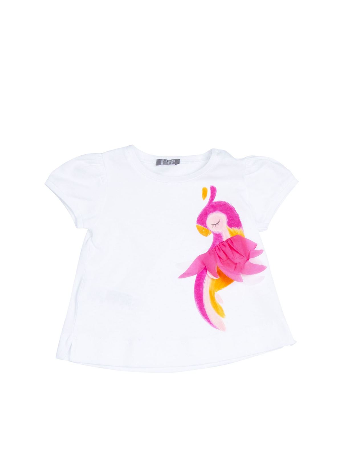 IL GUFO PARROT PRINT T-SHIRT IN WHITE