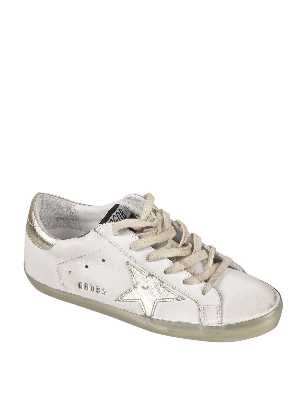 golden goose white and gold superstar sneakers