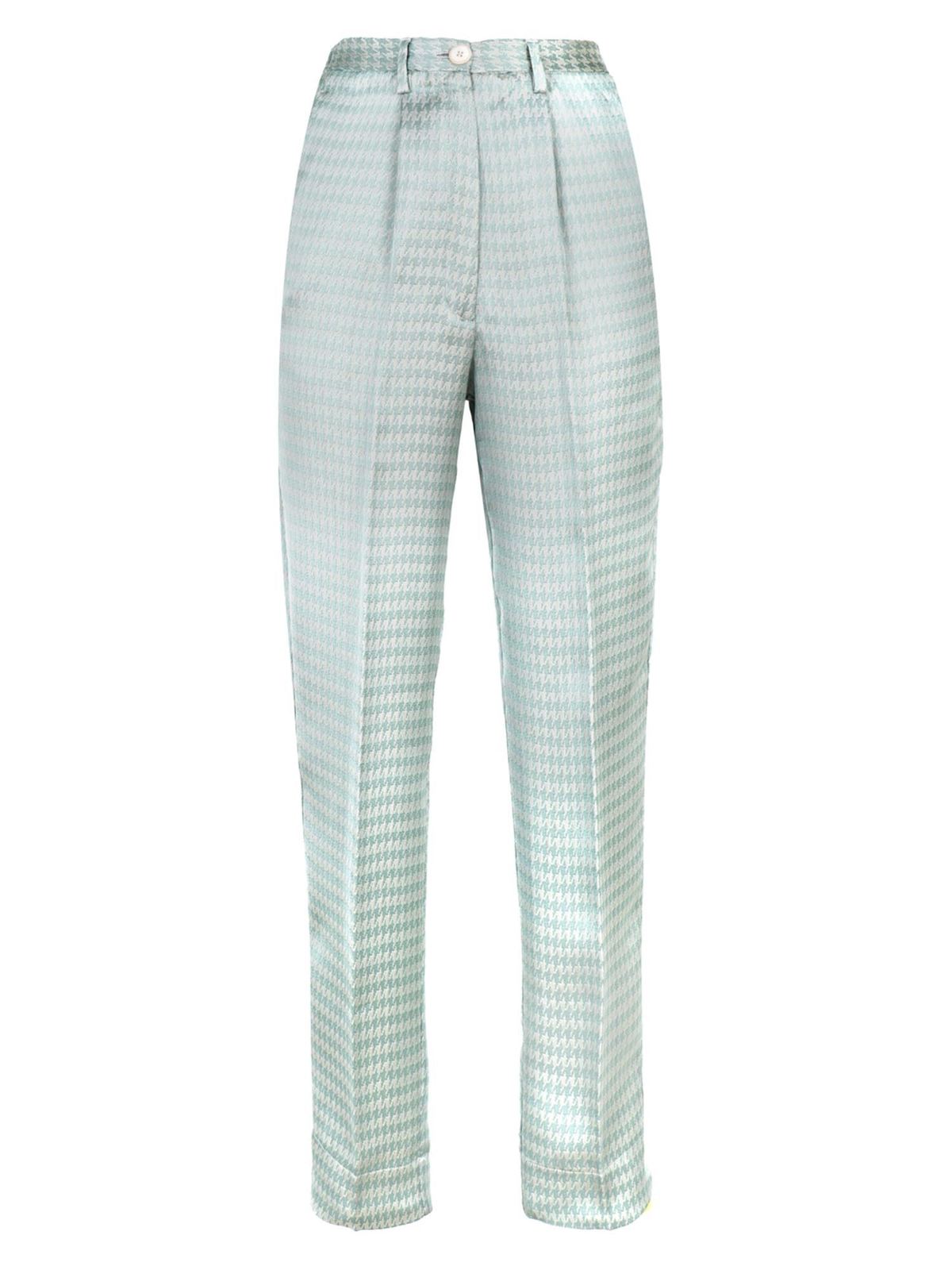 FORTE FORTE HOUNDSTOOTH PANTS IN LIGHT BLUE AND WHITE