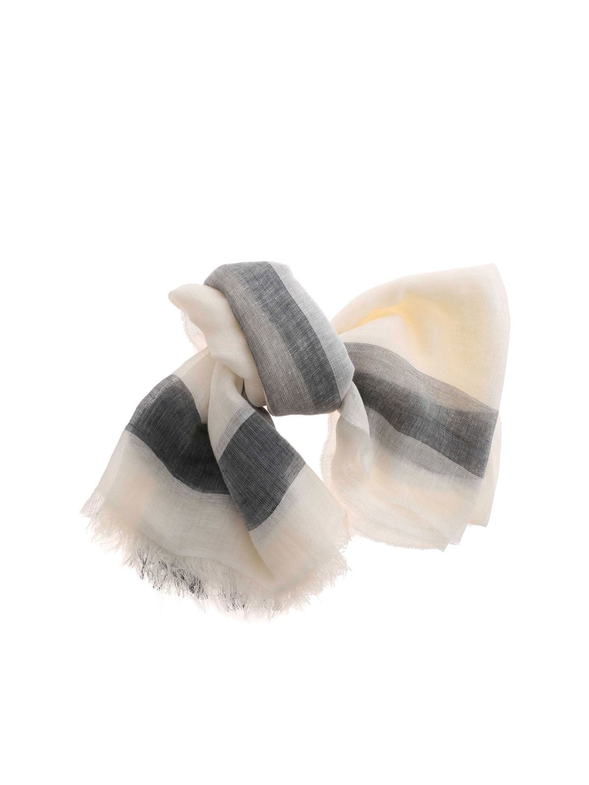 Malo WHITE SCARF WITH BLACK DETAILS