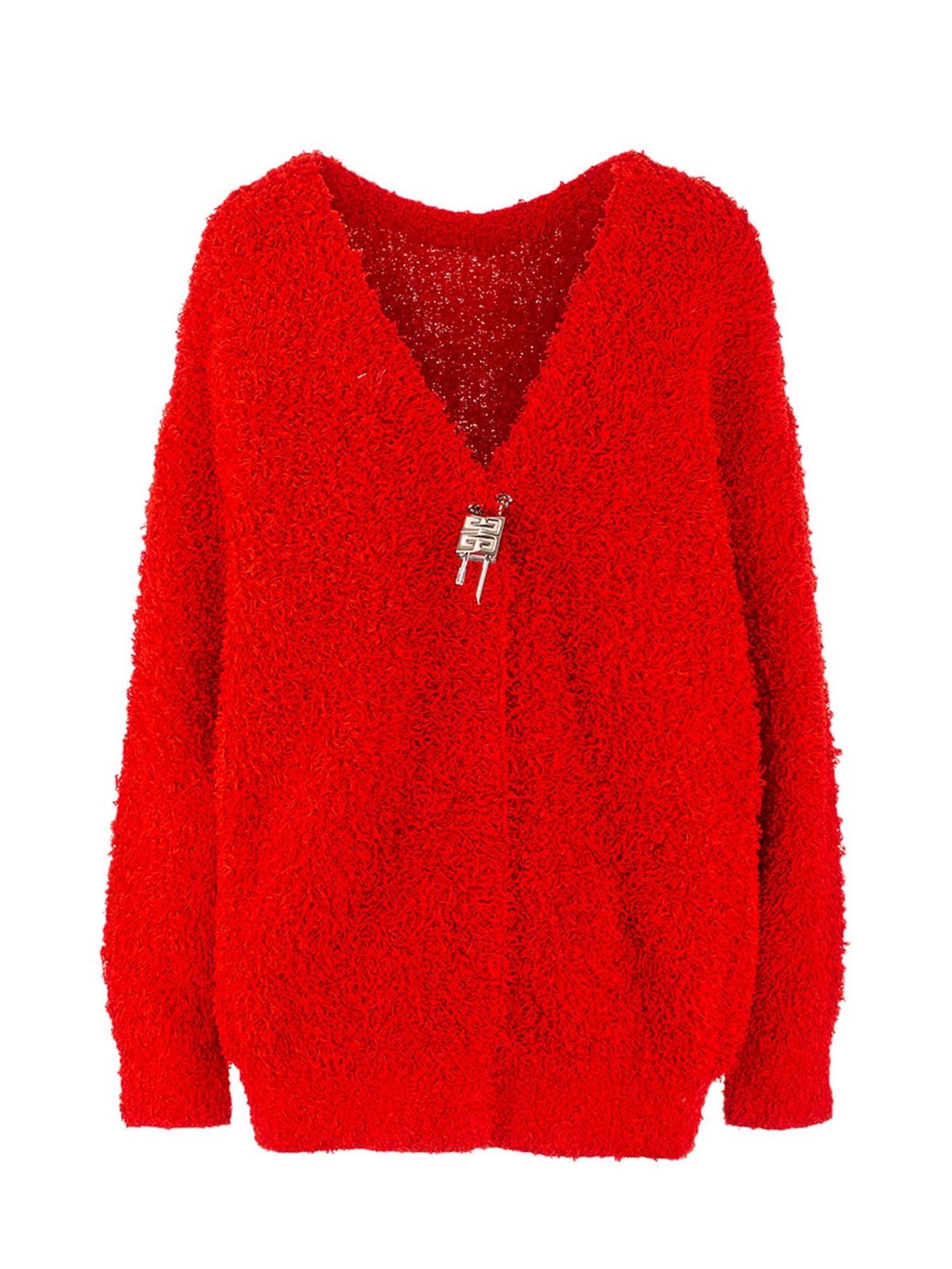 GIVENCHY PADLOCK CARDIGAN IN RED