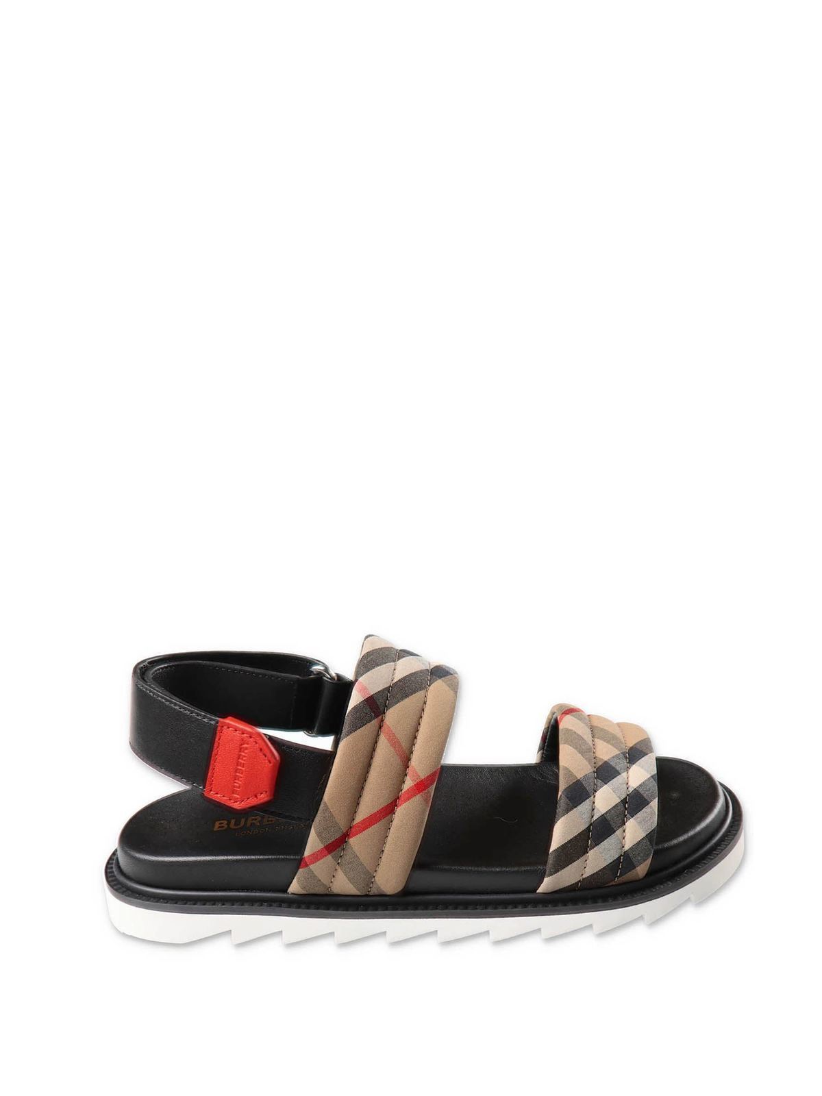 Sandals Burberry - Black sandals with Archive Beige bands - 8037064