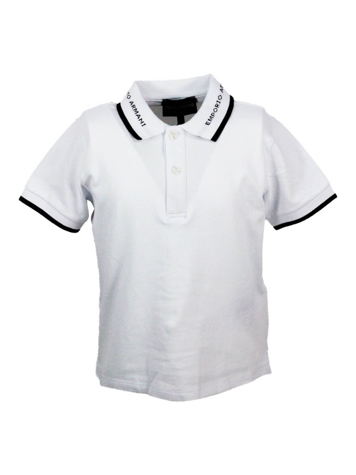 Emporio Armani Kids' Branded Polo Shirt In Blue In White
