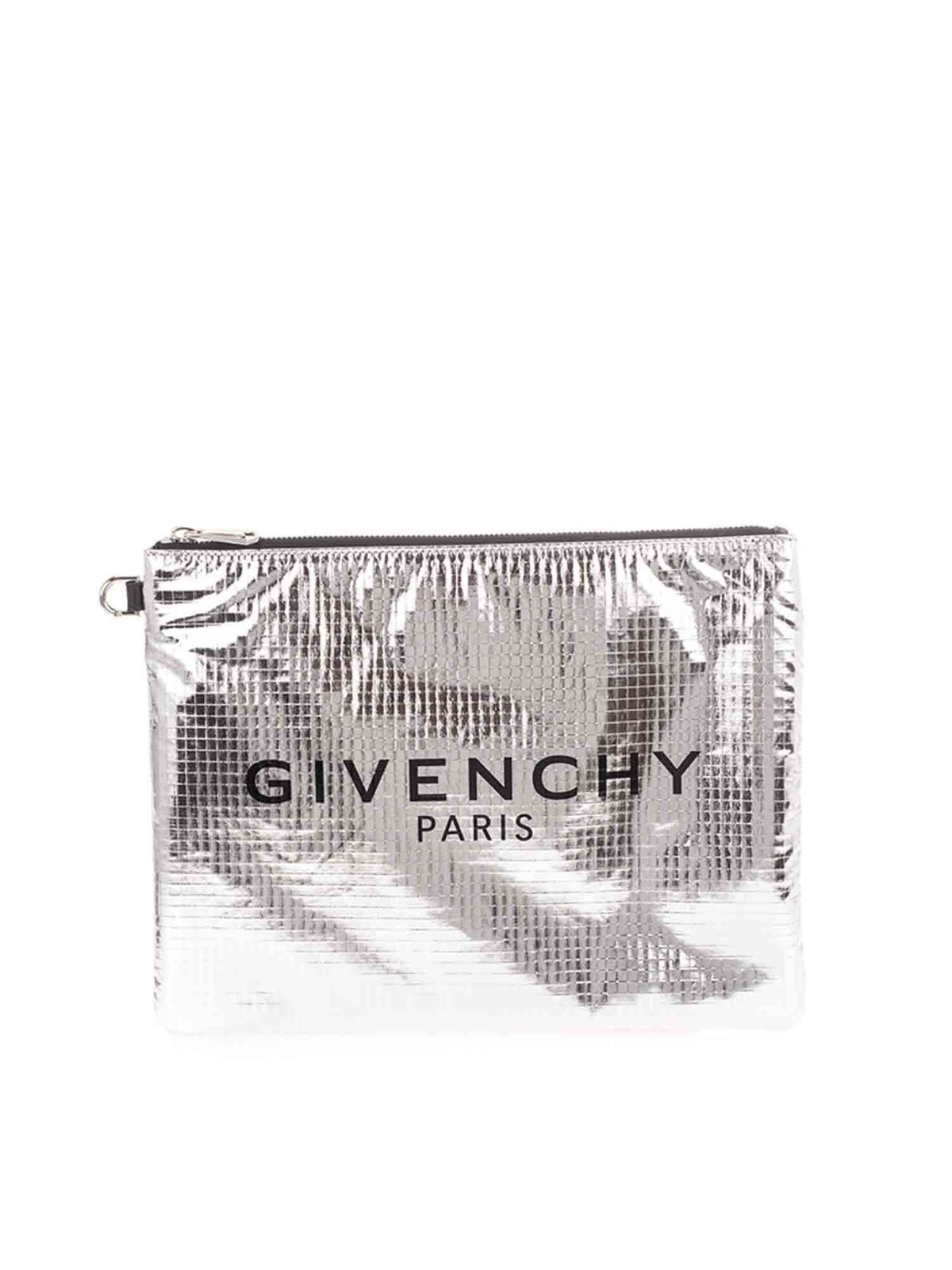 Givenchy LOGO CLUTCH BAG IN SILVER COLOR