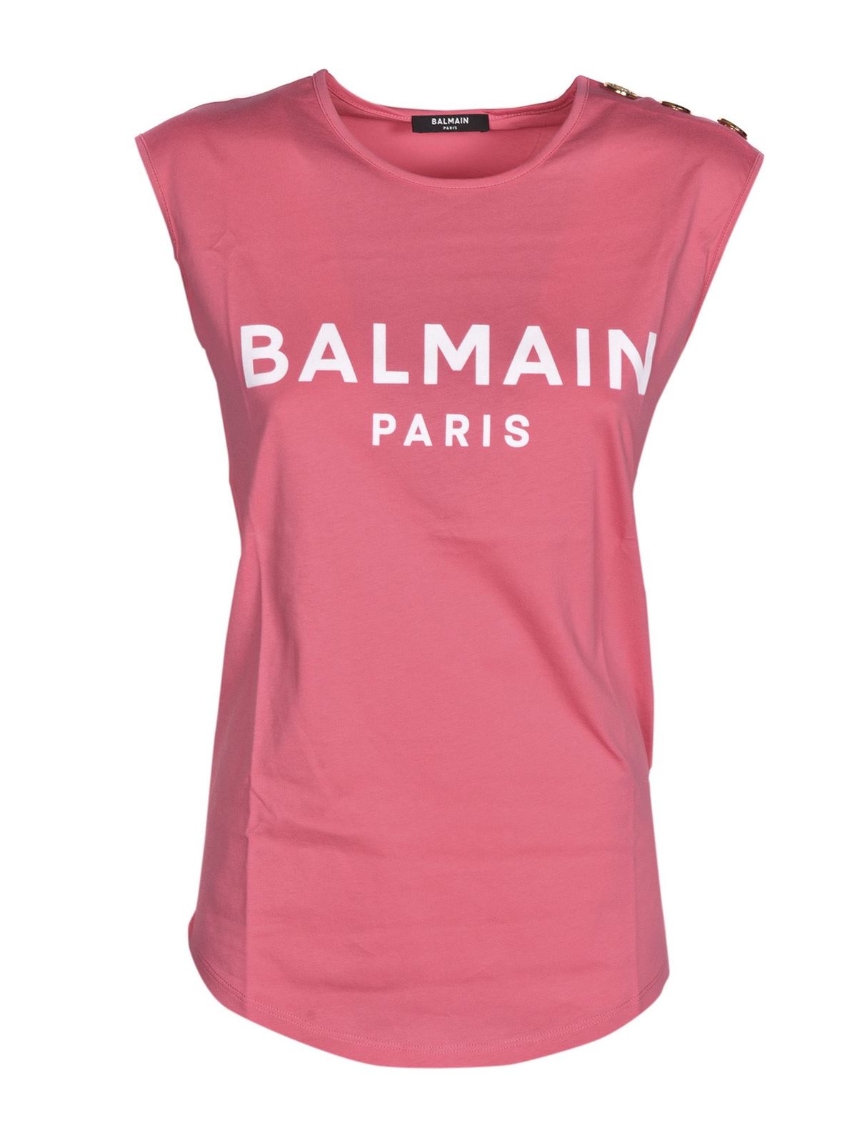 Tops & shirts Balmain - Contrasting logo top in pink - VF11000B012OBR