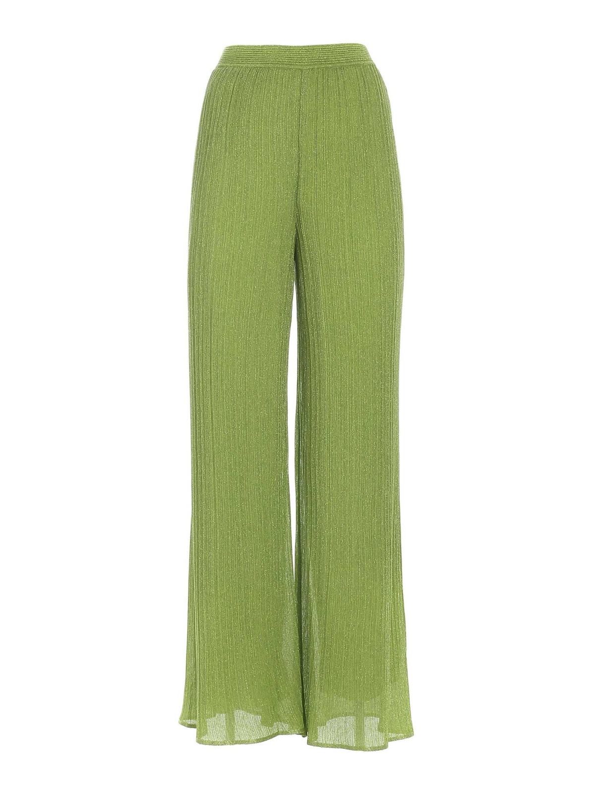 M MISSONI LAME KNITTED PANTS IN GREEN