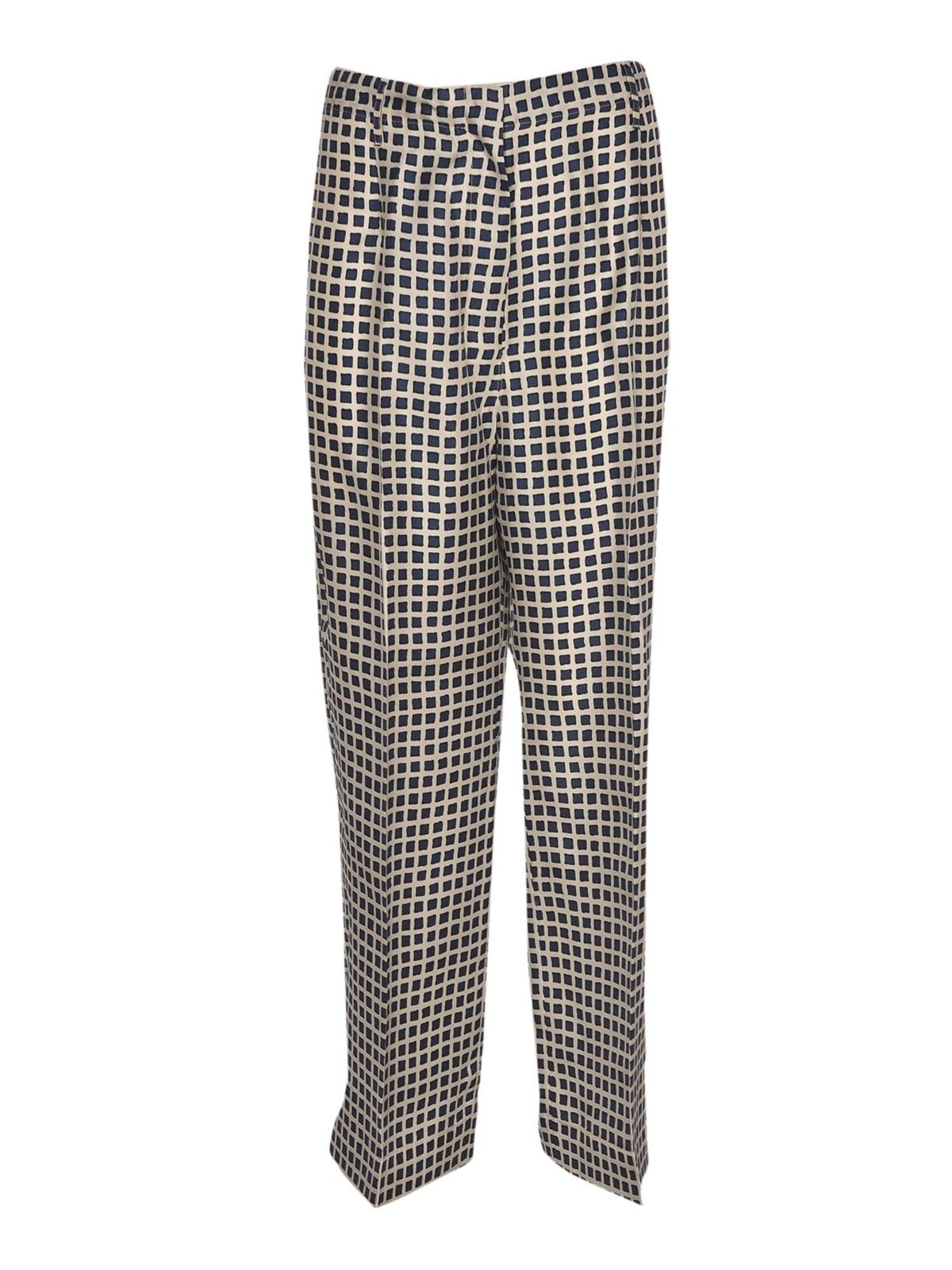 MAX MARA BRAY CHECKED PRINT PANTS IN BLUE