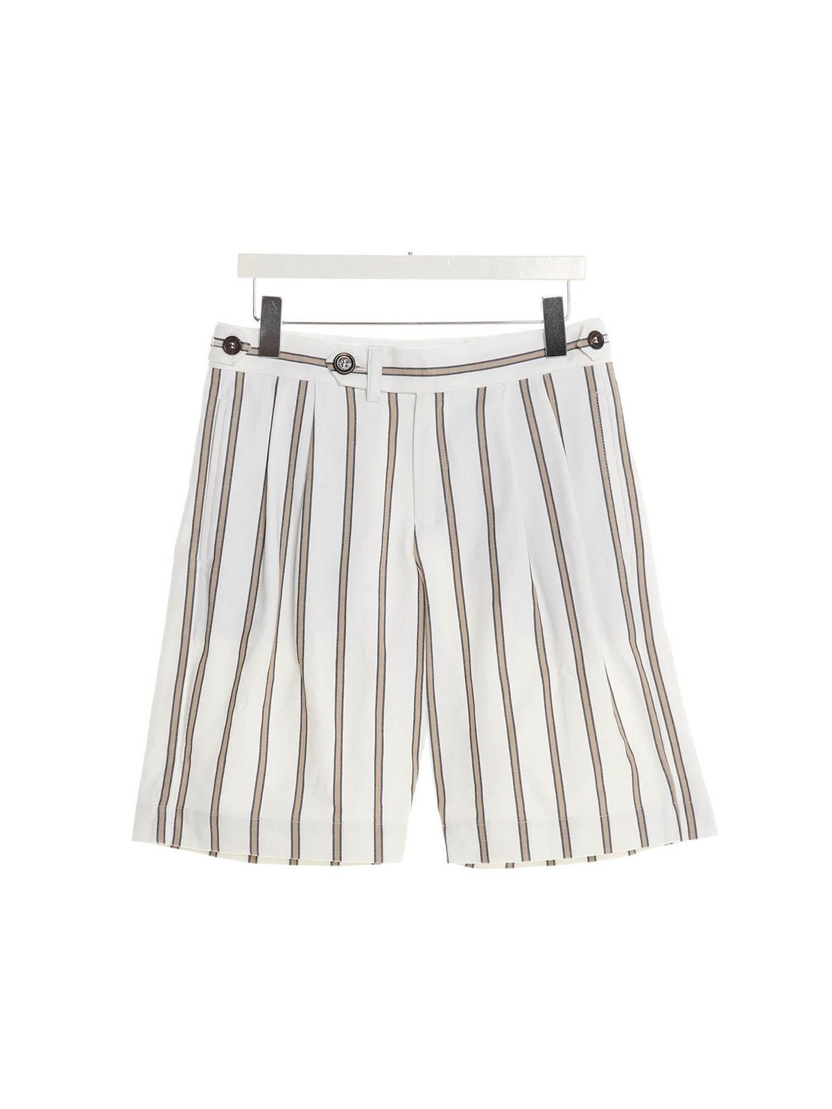 BRUNELLO CUCINELLI SHADOW STRIPED SHORTS IN WHITE