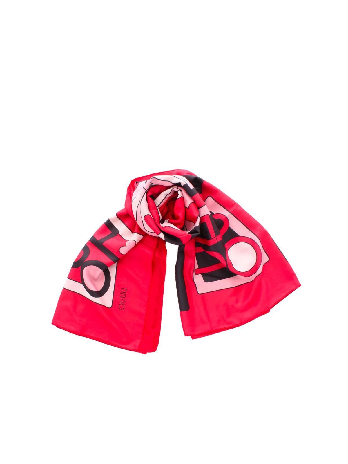 Liu Jo - Geometric logo scarf in red - scarves - 2A1025T030091664